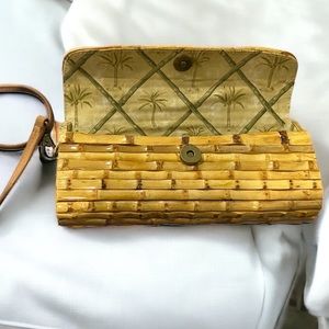 Tommy Bahama Vintage Bamboo Clutch With Removable Leather Strap